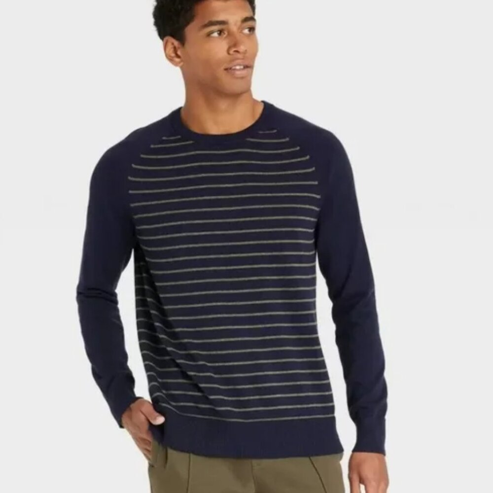 Goodfellow Men’s Striped Crewneck Pullover Sweater | Size L | NWT | 100%…